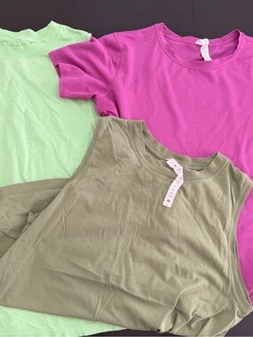 Lululemon Tank Set Kids' Short Sleeve & sleeveless Pink, Lime Green, Olive